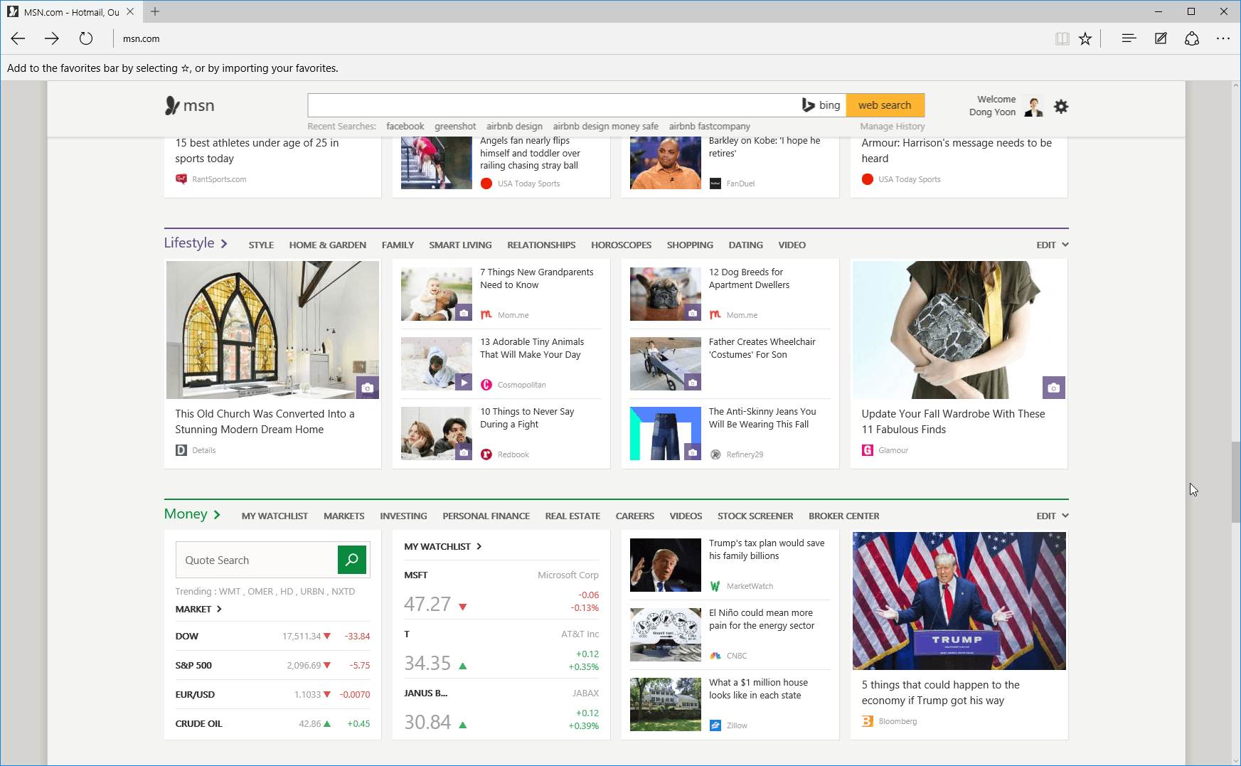 MSN homepage lighter design