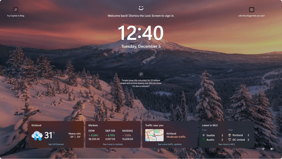 content snippets in windows lockscreen experience